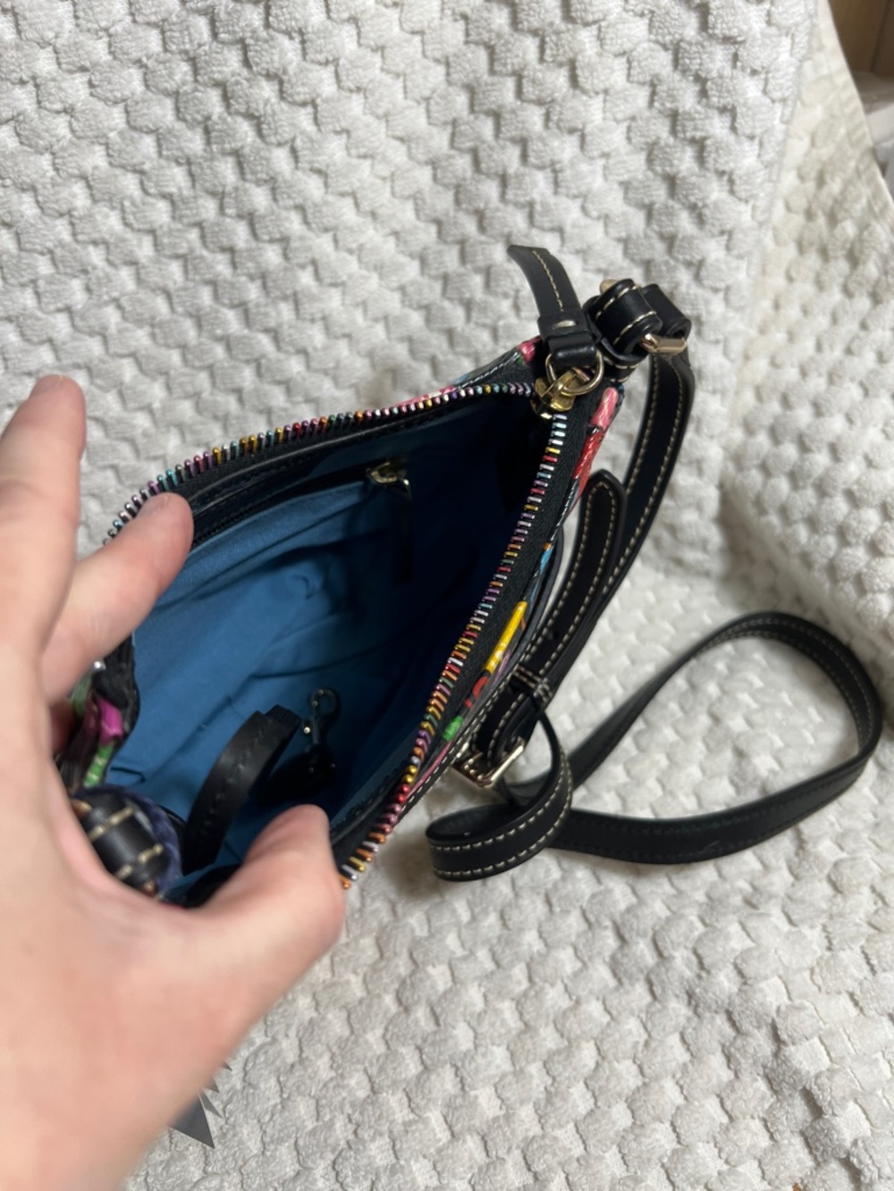 Dooney & Bourke Black Crossbody with Bright Multi Mickey Balloon Print - Picture 8 of 10